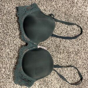Victoria's Secret Padded Lace-Edge Bra in Forest Green